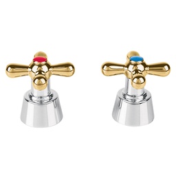 [45714] Juego de manerales de cruceta p/lav-fregadero,cromo oro,Aqua