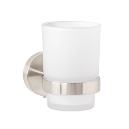 [45956] Portavaso cepillero satin con vaso de vidrio, Foset Tubig