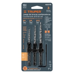 [102378] Juego de 3 brocas avellanadoras, Truper
