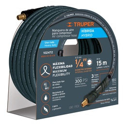 [102472] Manguera hibrida para compresor, 15 m x 1/4', Truper