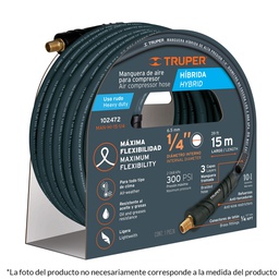 [102473] Manguera hibrida para compresor, 15 m x 3/8', Truper