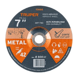 [10666] Disco Tipo 42 de 7' x 3.2 mm para corte de metal, Truper