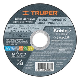 [18651] Disco Tipo 41 de 4-1/2' x 1 mm corte multimaterial, Sable