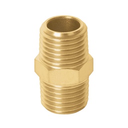 [19024] Niple macho-macho de laton, cuerda 1/4' NPT, Truper