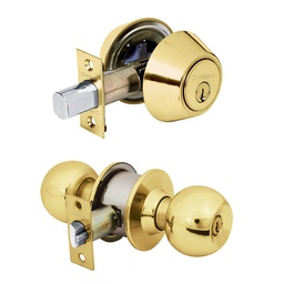 [23619] Combo cerraduras, llave-llave, laton brillante, Hemex Basic