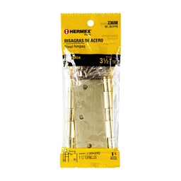 [23698] Bolsa con 2 bisagras cuadradas 3-1/2', acero latonado, Basic