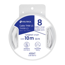 [40247] Carrete con 10 m de cable THHW-LS 8 AWG blanco, Volteck