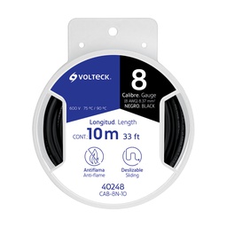[40248] Carrete con 10 m de cable THHW-LS 8 AWG negro, Volteck