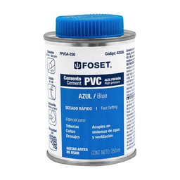 [42026] Cemento azul para PVC en bote de 250 ml, alta presion, Foset