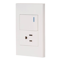[45591] Placa armada 1 interruptor,1contacto,1.5mod,Española, blanco