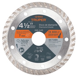 [12980] Disco de diamante de 4-1/2' x 2.2 mm rin turbo, Truper