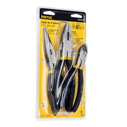 [23975] Juego de 3 pinzas, 2 de 6' y 1 de 8', mangos de PVC, Pretul