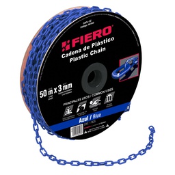 [44163] Metro de cadena de 3 mm de plastico azul, carrete de 50 m