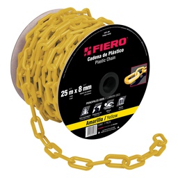[44182] Metro de cadena de 8 mm de plastico amarilla, carrete de 25m