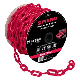 [44186] Metro de cadena de 8 mm de plastico roja, carrete de 25 m