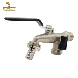 [J213] Llave Jardin con Palanca 1/2" con Doble Salida 100% Laton Niquelado Plomacy (J213)