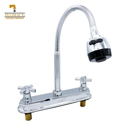 [PM8FC] Mezcladora Para Fregadero 8" Hibrida Cuello Flexible Maneral Tipo Cruz Plomacy  (PM8FC)