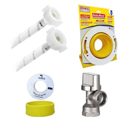 [3166] KIT de Instalacion para W.C. Con Brida Movil, Famaflex Poliacetal y Valvula Angular de Laton (3166)