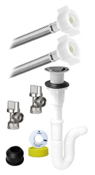 [3193] KIT de Instalacion para Lavabo (Con Cesp-Plus XL Rejilla Acero Inox., Famaflex Premium y Valvulas Angular de Laton (3193)