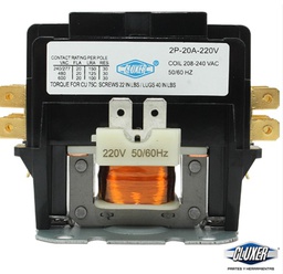 [CXC2P20A220] 1 Contactor 2 Polos 20 Amps, Bobina 208-240vac, 50/60hz