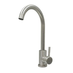 [112FM] MEZCLADORA MONO DE ACE.INOX 304 PICO TUBULAR P/FREG ACA.SATINADO