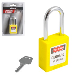 [BL-0020] CANDADO DE BLOQUEO AMARILLO 38MM (CAJA C/10 PZAS - PRECIO X PIEZA)