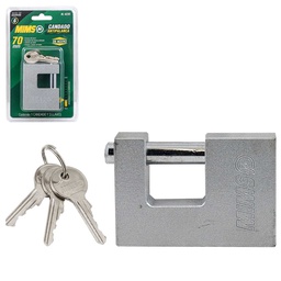 [BL-0240] CANDADO ANTIPALANCA DE ACERO 80MM C/3 LLAVES (CAJA C/6 PZAS - PRECIO X PIEZA)