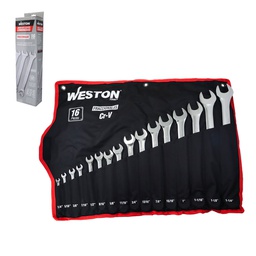 [LC-235] JUEGO DE LLAVES COMBINADAS CrV PULIDO ESPEJO FRACCIONALES 16 PZS 1/4" - 1-1/4"