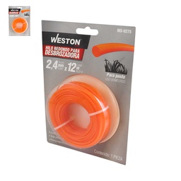 [MS-0275] HILO REDONDO P/DESBROZADORA EN BLISTER 2.4mm X 12m - NARANJA