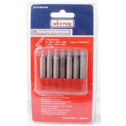 [ST-6-200-040] JUEGO 7 PZS.PUNTAS TORX A 1&quot; (10,15,20,25,27,30,40)