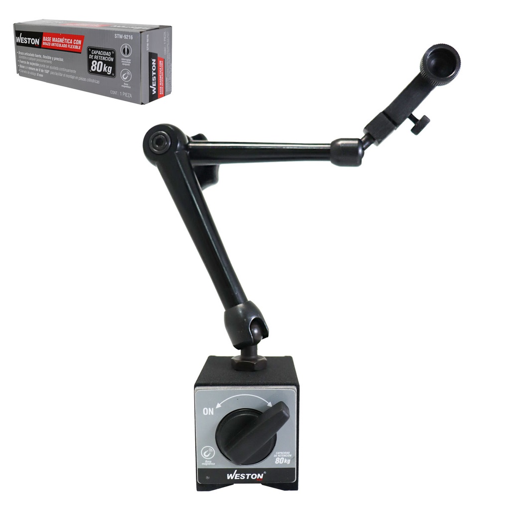 BASE MAGNETICA BRAZO ARTICULADO FLEXIBLE 80KG 60 X 50 X 55MM