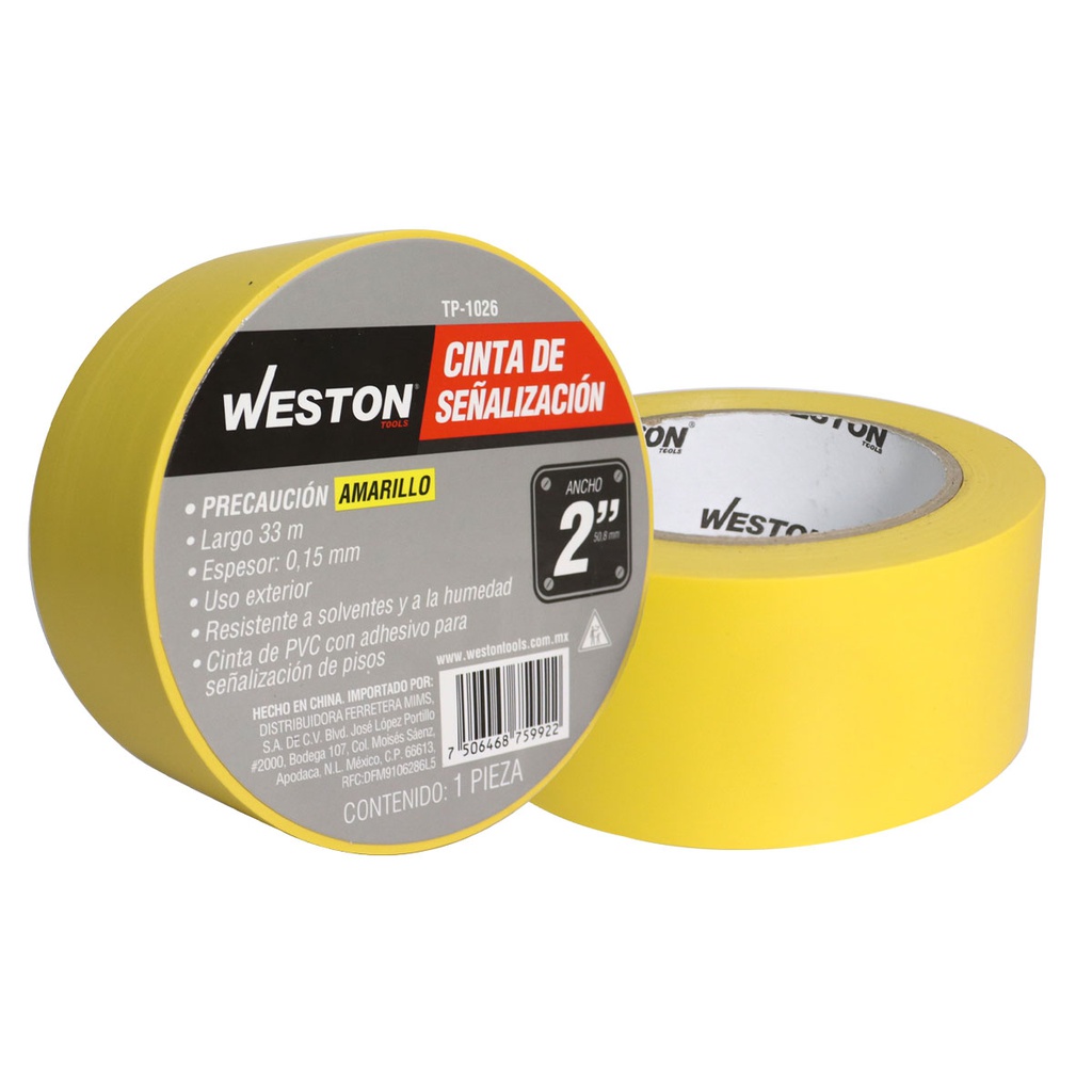 CINTA DE SEÑALIZACION AMARILLA 50mm X 33M (CAJA C/48 PZAS - PRECIO X PIEZA)