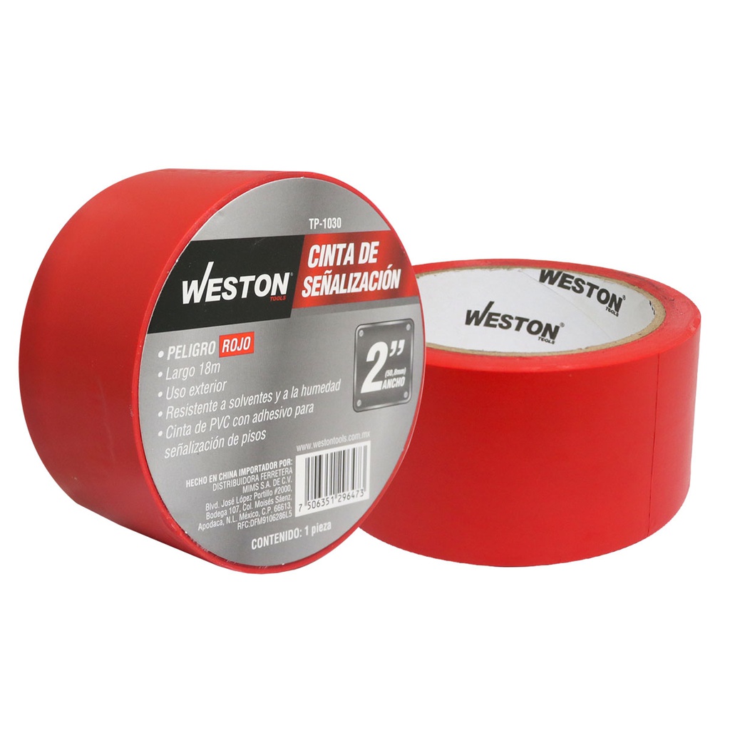 CINTA DE SEÑALIZACION ROJA 50mm X 18M (CAJA C/48 PZAS - PRECIO X PIEZA)