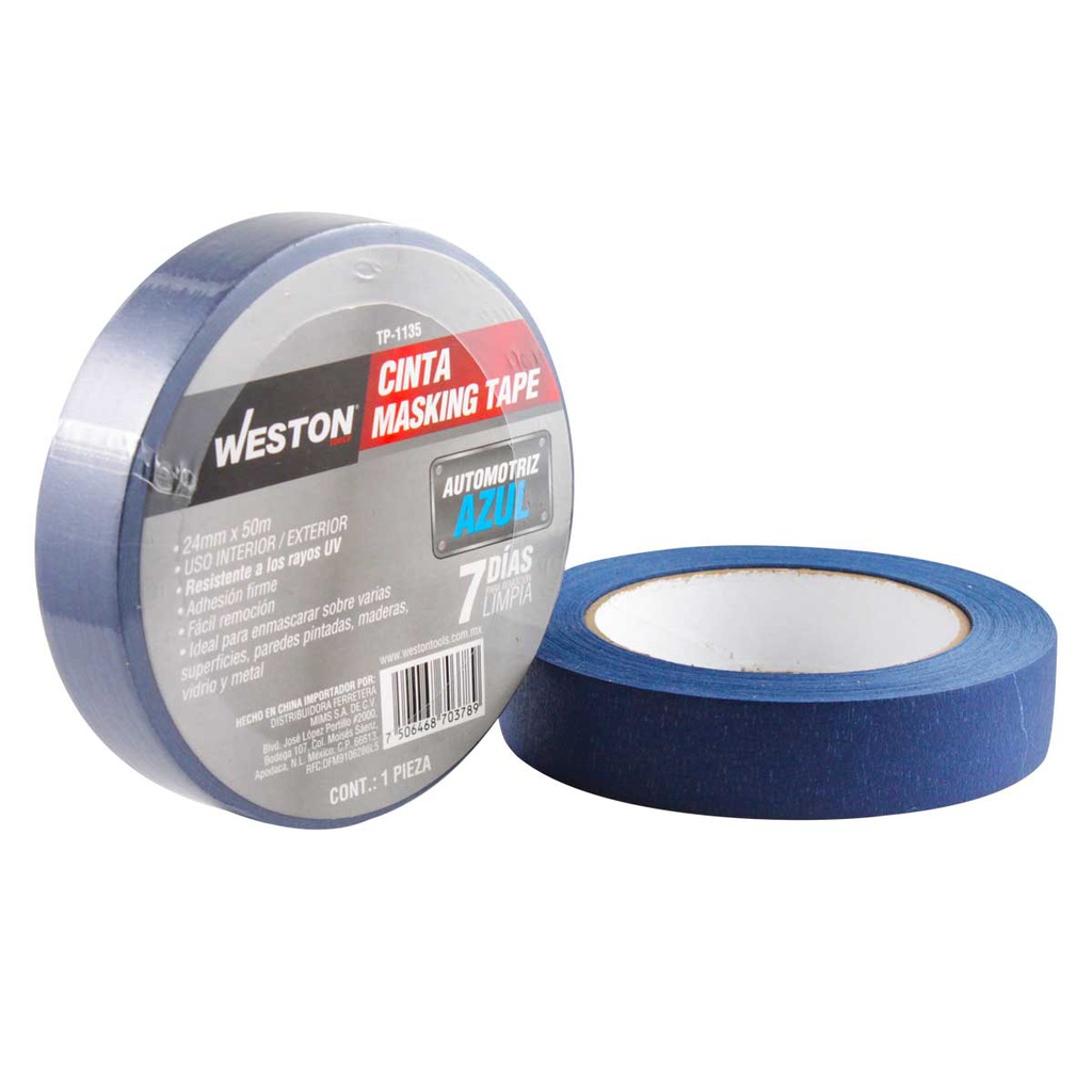 CINTA MASKING TAPE AZUL 7 DIAS 24MM x 50M            
