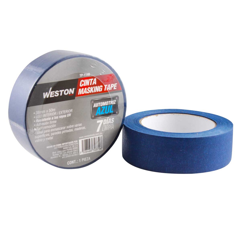 CINTA MASKING TAPE AZUL 7 DIAS 38MM x 50M            
