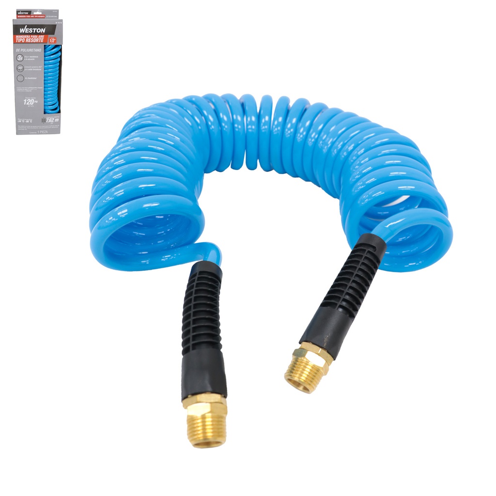 MANGUERA P/AIRE D/PU TIPO RESORTE 1/2'' X 25´ CONECTOR 1/2'' NPT