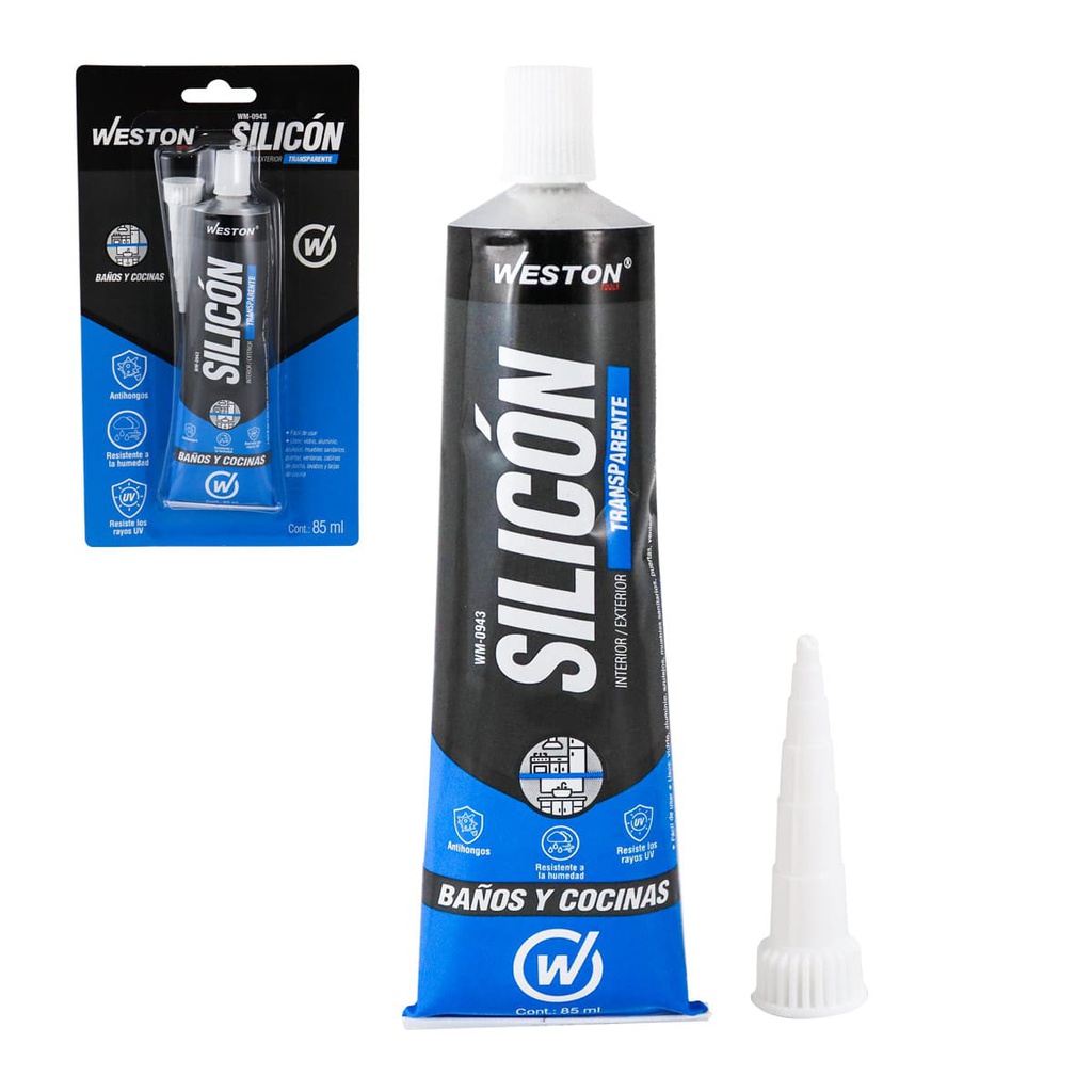 SILICON TRANSPARENTE P/BAÑOS Y COCINAS TUBO 85ML           