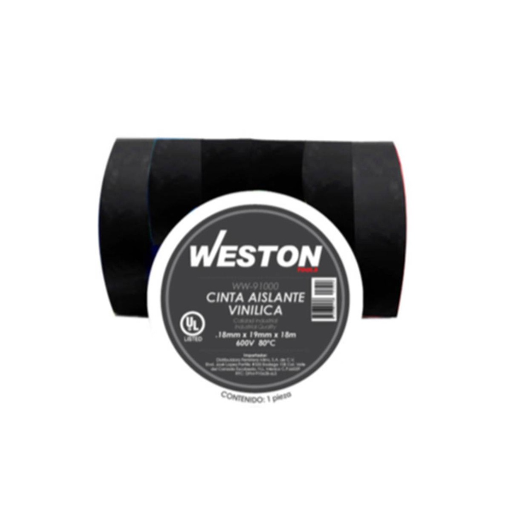 CINTA PARA AISLAR 18 m X 19 mm COLOR ROJO (10 PIEZAS)