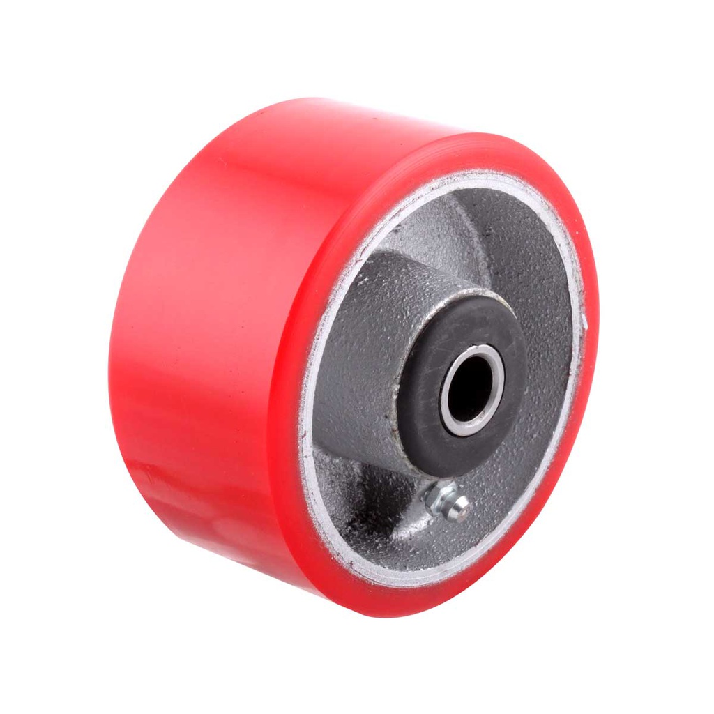 RUEDA FIERRO VACIADO C/PU ROJA 4X2" C/BALERO