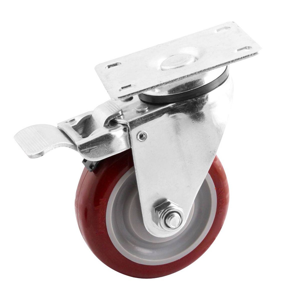 RODAJA MARRON PU GIRA. C/FRENO TOTAL 3X1-1/4"