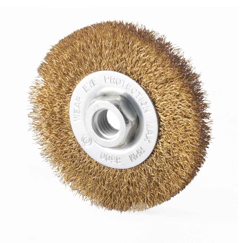 CEPILLO CIRCULAR ONDULADO 4" X 5/8"-11 ANCHO 1/2" A. LATONADO 0.012"