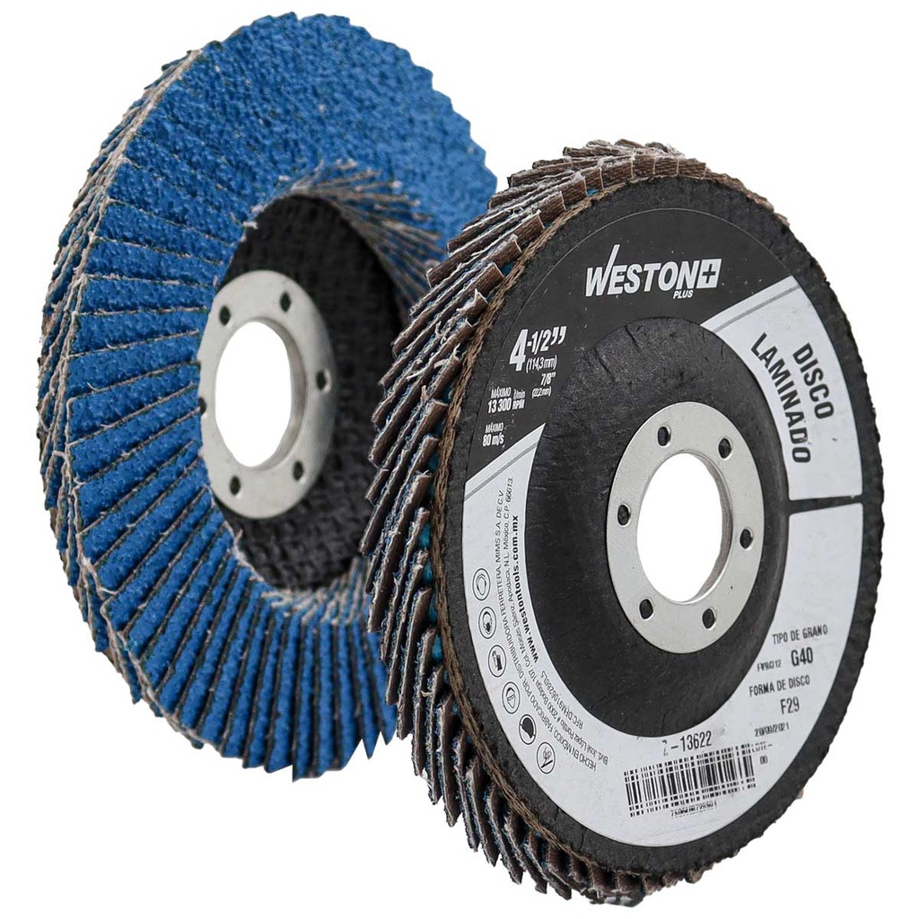 DISCO LAMINADO ZIRCONIO 4-1/2" G60 AZUL (Precio x pieza - Empaque c/10 pzas)