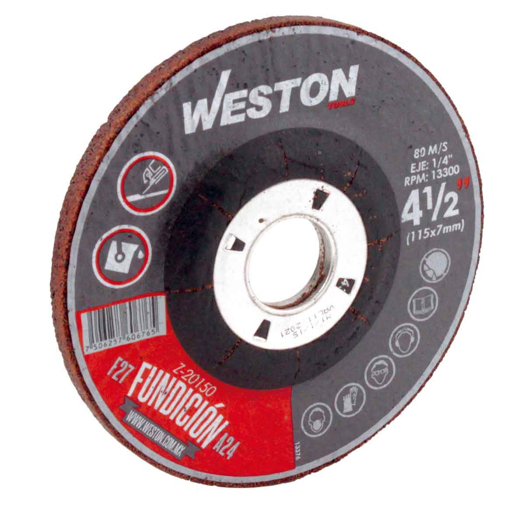 DISCO D/DESBASTE P/FUNDICION 7" x 1/4"(6.35) x 7/8" F27 (Emp. c/5 Pzas - Precio x Pza)