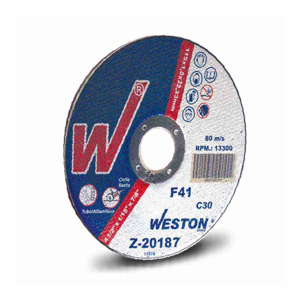 DISCO D/CORTE P/METAL 4-1/2" x 1/8"(3.17) x 7/8" F41 (Emp. c/10 Pzas - Precio x Pza)