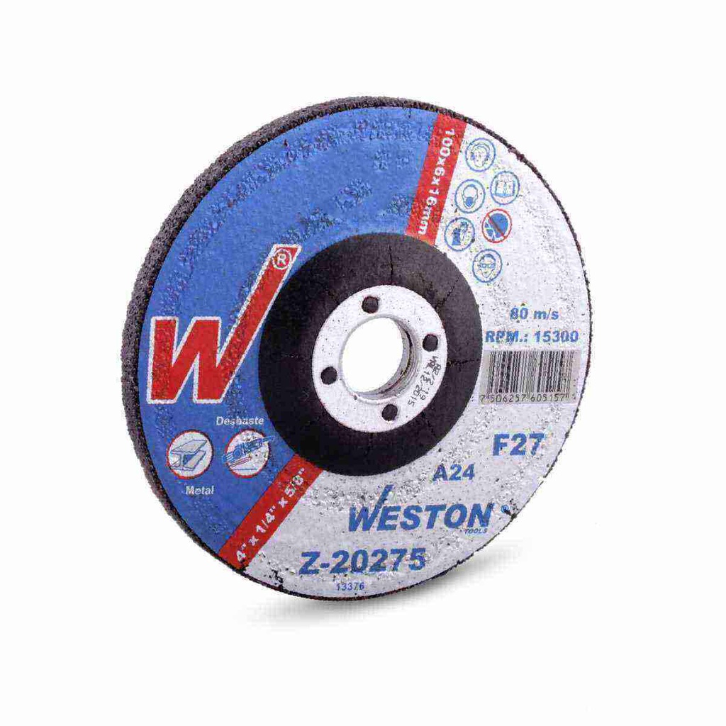 DISCO D/DESBASTE P/METAL 7" x 1/4"(6.35) x 7/8" F27 (Emp. c/5 Pzas - Precio x Pza)