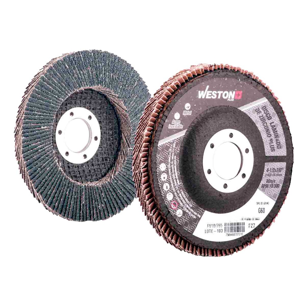 DISCO LAM.ZIRCONIO Y 4 1/2X7/8" Z40  ALTA DENSIDAD T27 100% ZIR.
