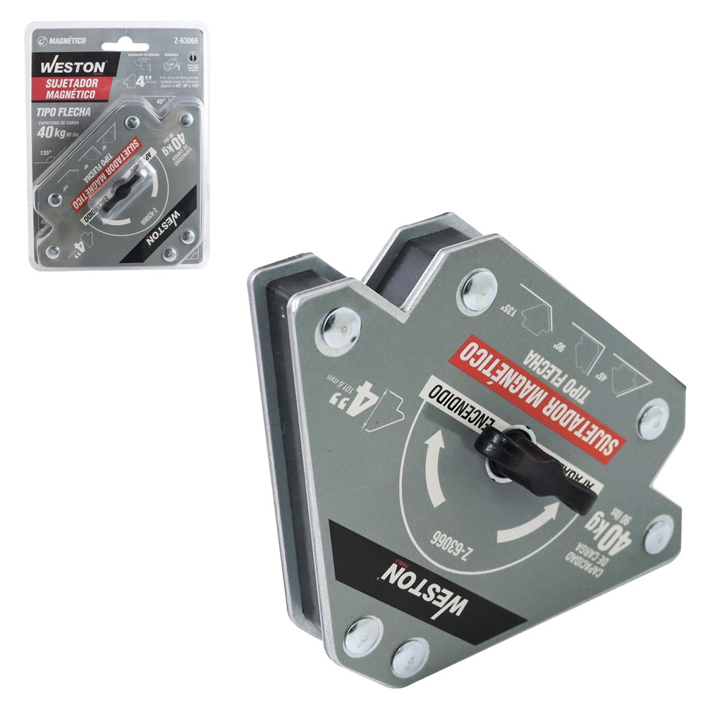 SUJETADOR MAGNETICO TIPO FLECHA P/SOLDAR 4" - 40KG