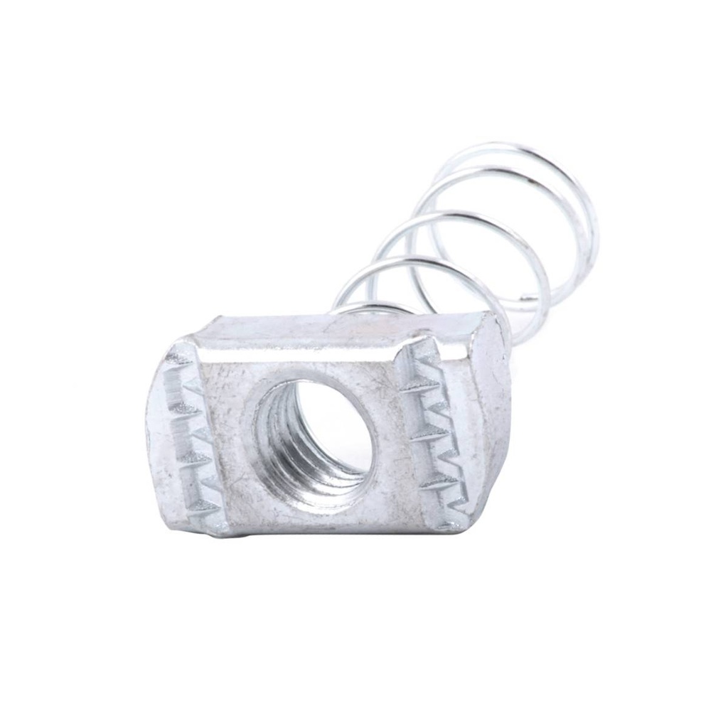 TUERCA C/RESORTE P/CANALETA GALV.  1/2"-13 X34.5X19X9.2MM (Precio x Caja c/200 pzas)