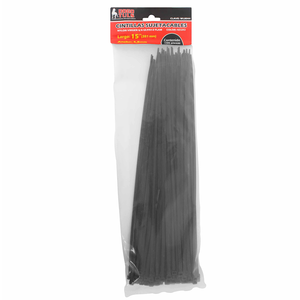 CINTILLA SUJETACABLE 18" NEGRAC/100