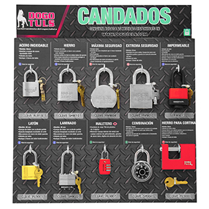 EXHIBIDOR DE CANDADOS CON 10 PZS